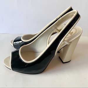 Delman Peep Toe Slingback Color Block Heels 8.5